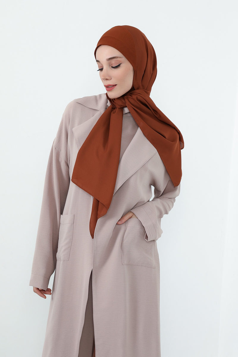 Crepe Practical Shawl with Built-In Cotton Bonnet and Neck Coverage, Practical Crepe Scarf with Integrated Cotton Undercap,PS-55