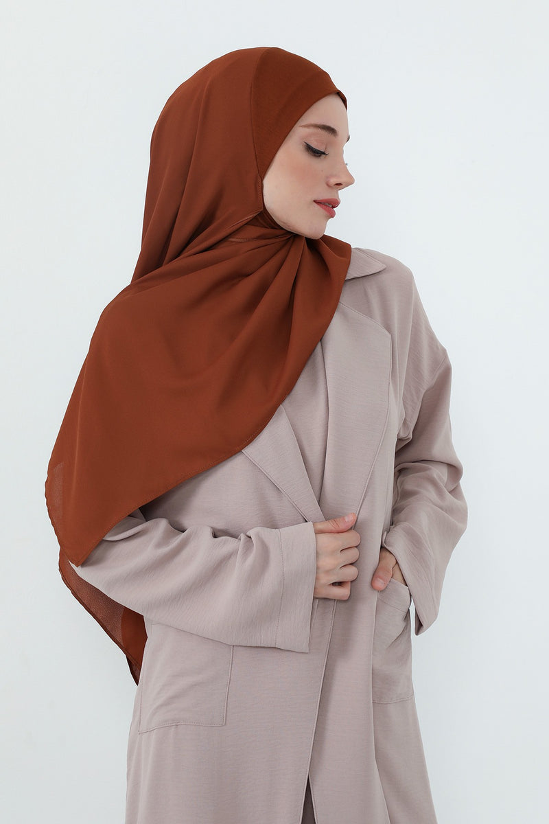 Crepe Practical Shawl with Built-In Cotton Bonnet and Neck Coverage, Practical Crepe Scarf with Integrated Cotton Undercap,PS-55