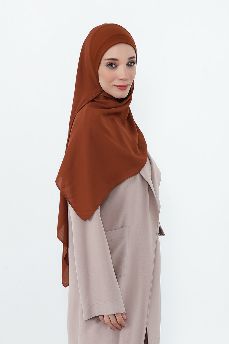 Crepe Practical Shawl with Built-In Cotton Bonnet and Neck Coverage, Practical Crepe Scarf with Integrated Cotton Undercap,PS-55