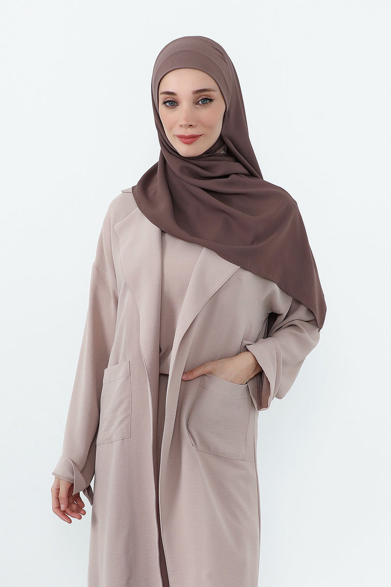 Crepe Practical Shawl with Built-In Cotton Bonnet and Neck Coverage, Practical Crepe Scarf with Integrated Cotton Undercap,PS-55