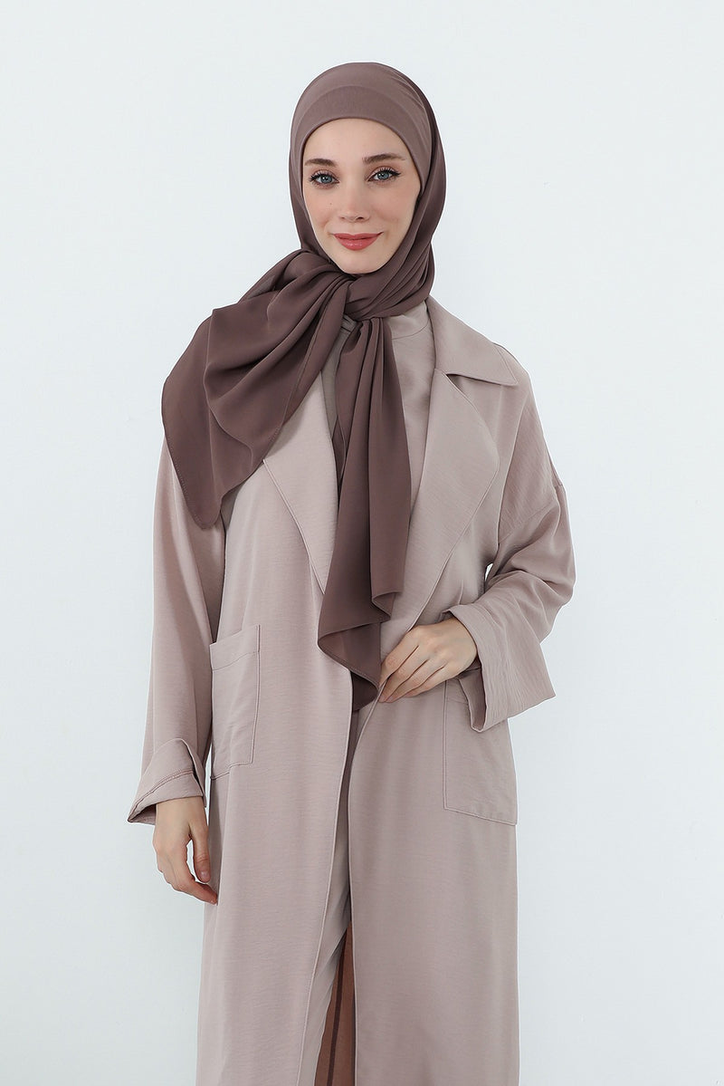 Crepe Practical Shawl with Built-In Cotton Bonnet and Neck Coverage, Practical Crepe Scarf with Integrated Cotton Undercap,PS-55