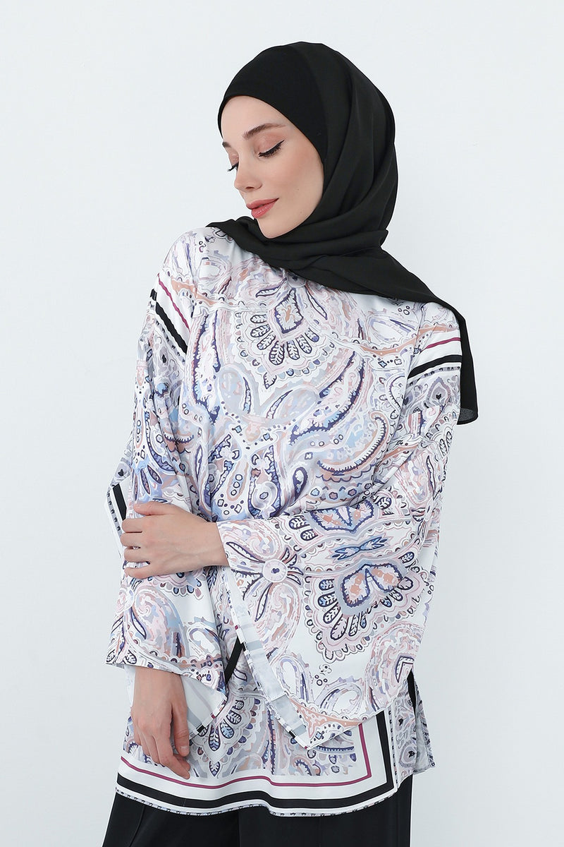 Crepe Practical Shawl with Built-In Cotton Bonnet and Neck Coverage, Practical Crepe Scarf with Integrated Cotton Undercap,PS-55