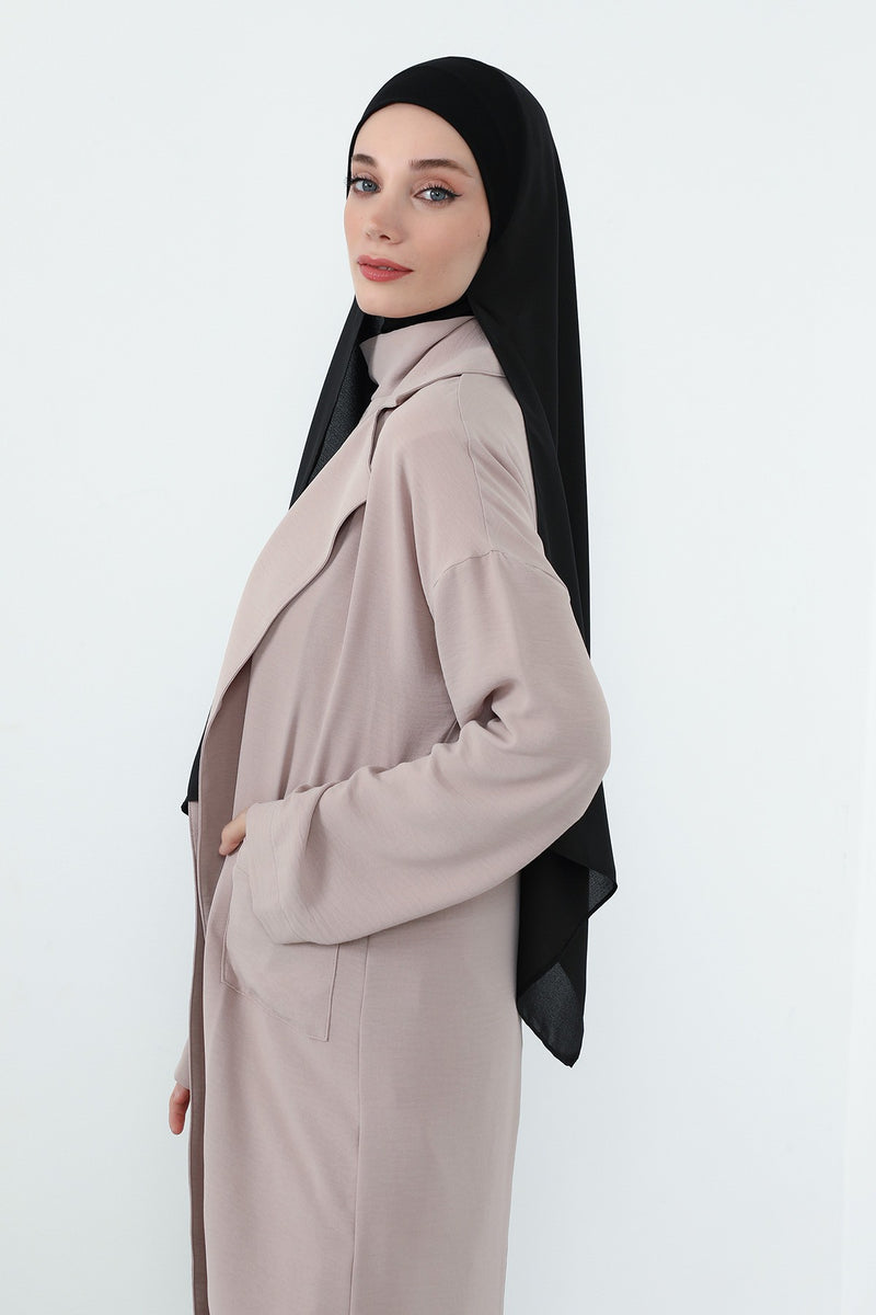 Crepe Practical Shawl with Built-In Cotton Bonnet and Neck Coverage, Practical Crepe Scarf with Integrated Cotton Undercap,PS-55