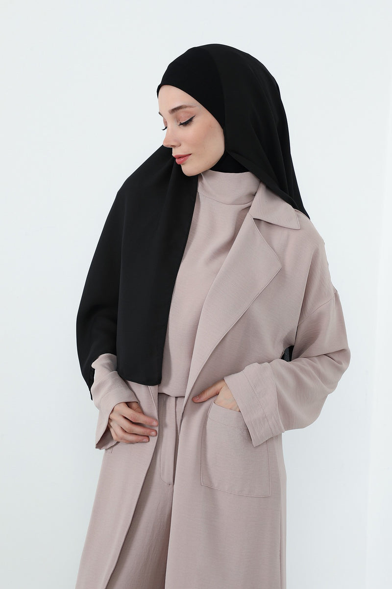 Crepe Practical Shawl with Built-In Cotton Bonnet and Neck Coverage, Practical Crepe Scarf with Integrated Cotton Undercap,PS-55