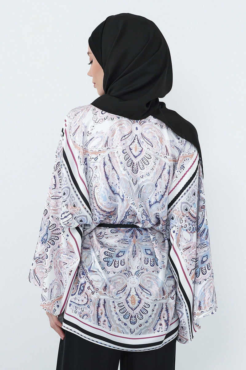 Crepe Practical Shawl with Built-In Cotton Bonnet and Neck Coverage, Practical Crepe Scarf with Integrated Cotton Undercap,PS-55