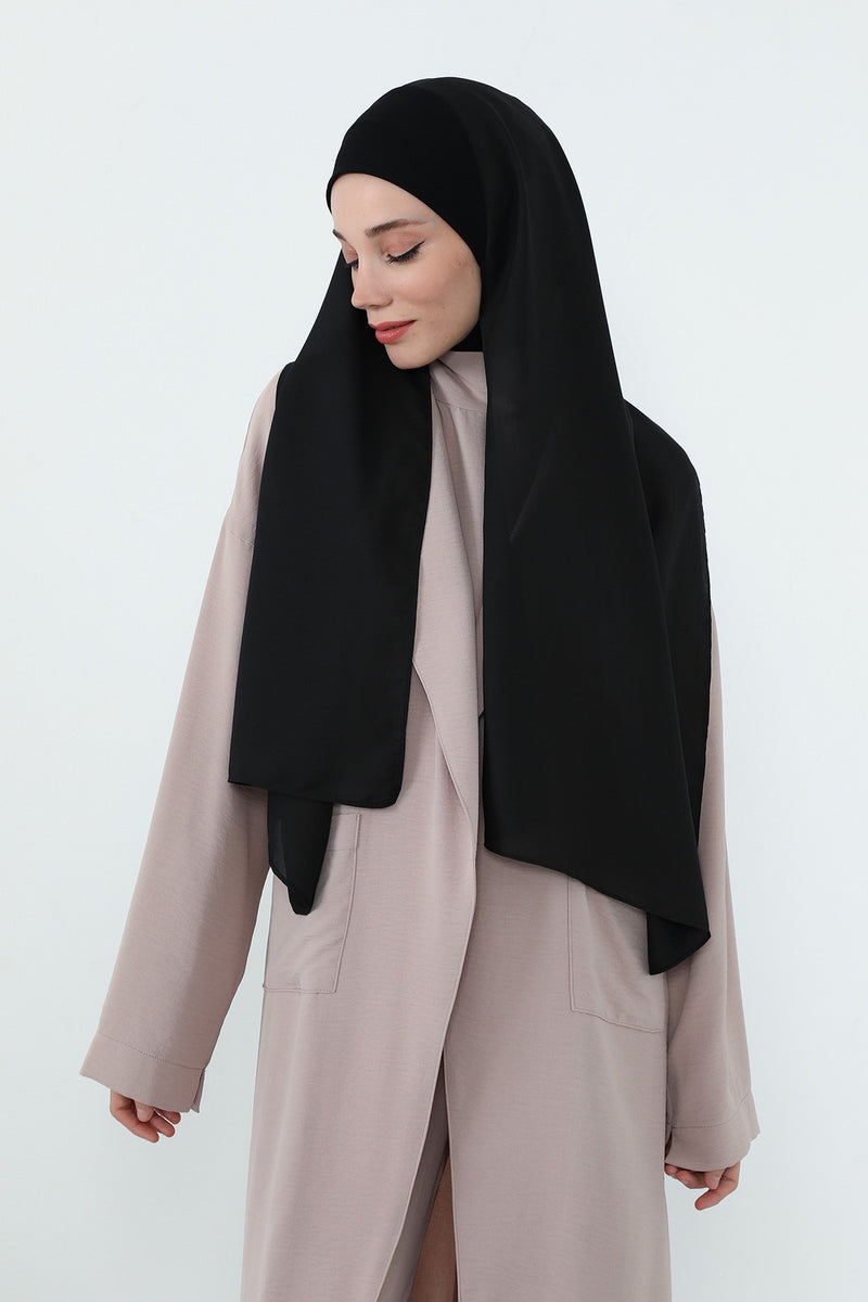 Crepe Practical Shawl with Built-In Cotton Bonnet and Neck Coverage, Practical Crepe Scarf with Integrated Cotton Undercap,PS-55