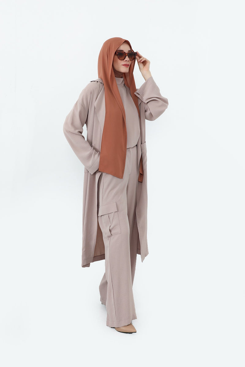 Two Piece Hijab Set Crepe Shawl with Cotton Under Cap Bonnet, Lightweight Modest Scarf and Undercap Combo for Women,PS-56