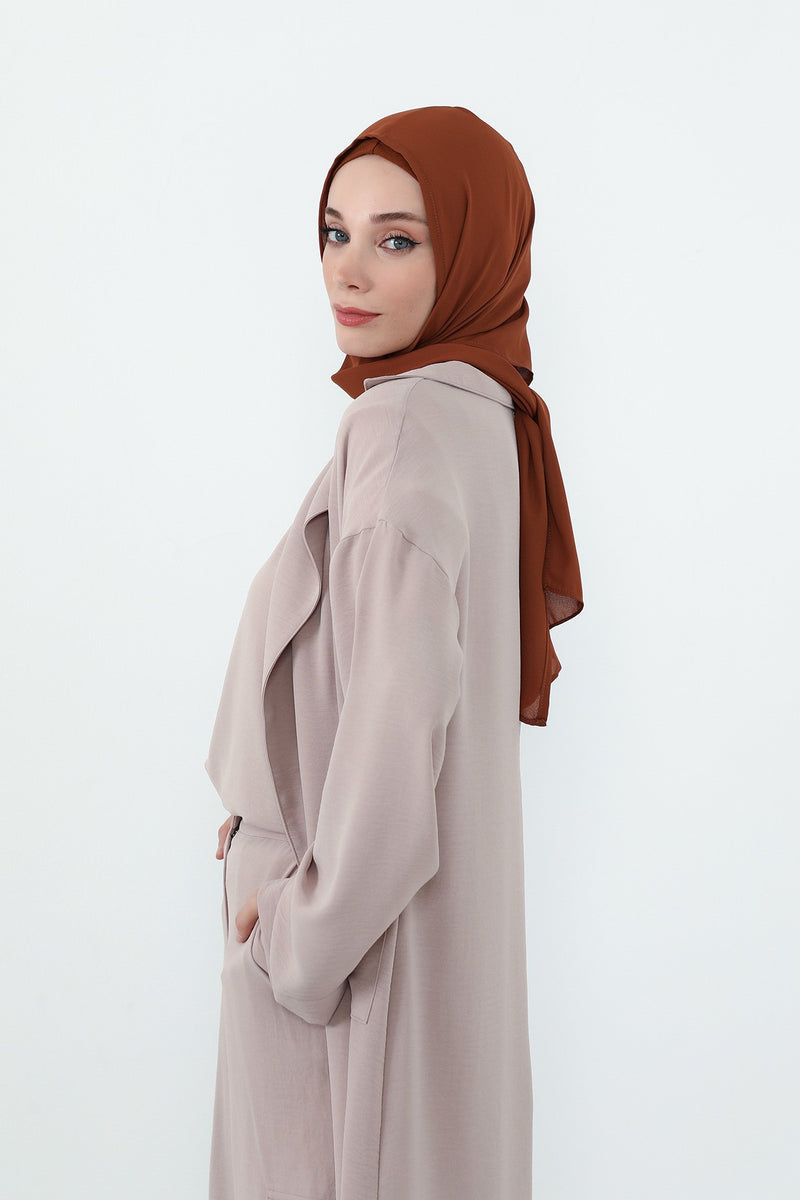 Two Piece Hijab Set Crepe Shawl with Cotton Under Cap Bonnet, Lightweight Modest Scarf and Undercap Combo for Women,PS-56