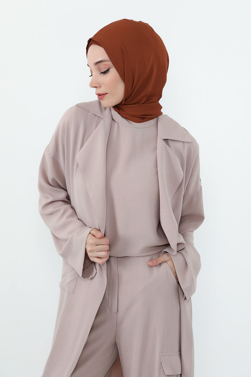 Two Piece Hijab Set Crepe Shawl with Cotton Under Cap Bonnet, Lightweight Modest Scarf and Undercap Combo for Women,PS-56