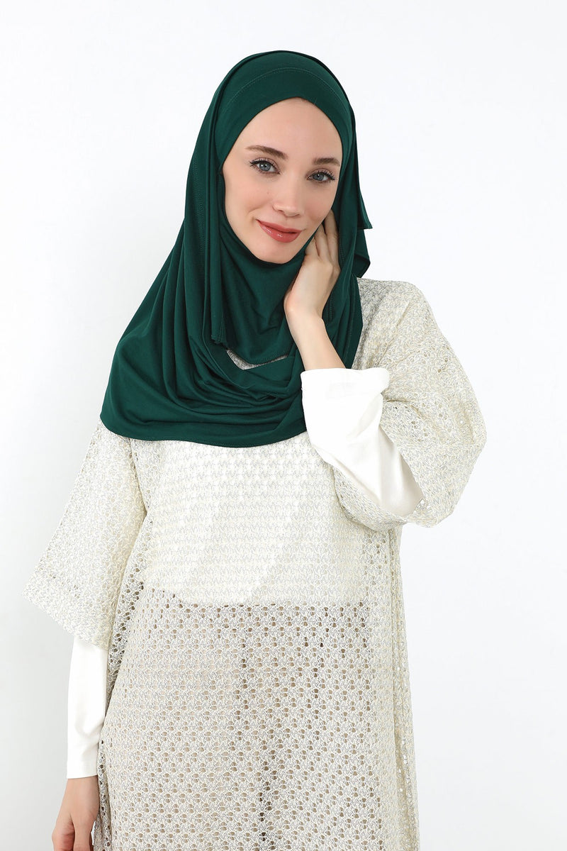 Neck-Covering Jersey Hijab with Built-In Niqab and Undercap, Premium Jersey Hijab with Integrated Bonnet and Face Veil,PS-58