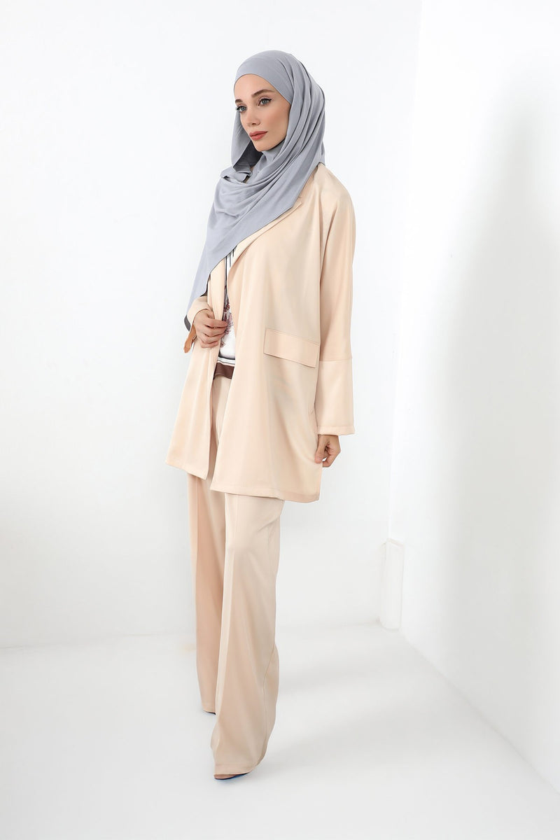 Neck-Covering Jersey Hijab with Built-In Niqab and Undercap, Premium Jersey Hijab with Integrated Bonnet and Face Veil,PS-58