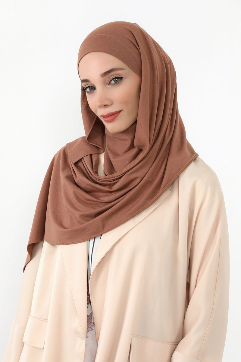 Neck-Covering Jersey Hijab with Built-In Niqab and Undercap, Premium Jersey Hijab with Integrated Bonnet and Face Veil,PS-58