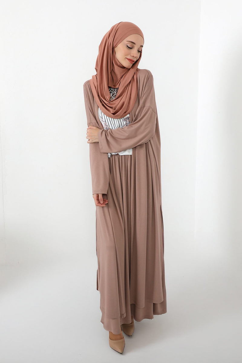 Neck-Covering Jersey Hijab with Built-In Niqab and Undercap, Premium Jersey Hijab with Integrated Bonnet and Face Veil,PS-58