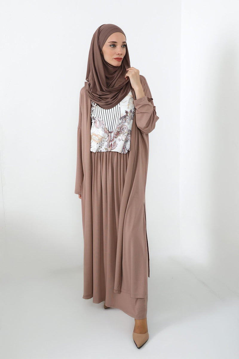 Neck-Covering Jersey Hijab with Built-In Niqab and Undercap, Premium Jersey Hijab with Integrated Bonnet and Face Veil,PS-58