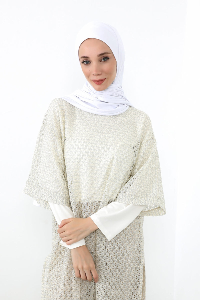 Neck-Covering Practical Jersey Hijab with Built-In Ninja Bonnet, Ready-to-Wear Hijab – Stretch Jersey Design with Integrated Undercap,PS-59