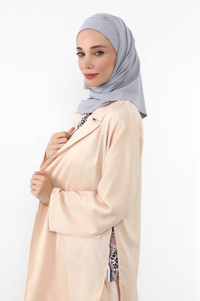 Neck-Covering Practical Jersey Hijab with Built-In Ninja Bonnet, Ready-to-Wear Hijab – Stretch Jersey Design with Integrated Undercap,PS-59