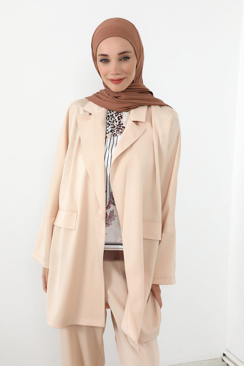 Neck-Covering Practical Jersey Hijab with Built-In Ninja Bonnet, Ready-to-Wear Hijab – Stretch Jersey Design with Integrated Undercap,PS-59