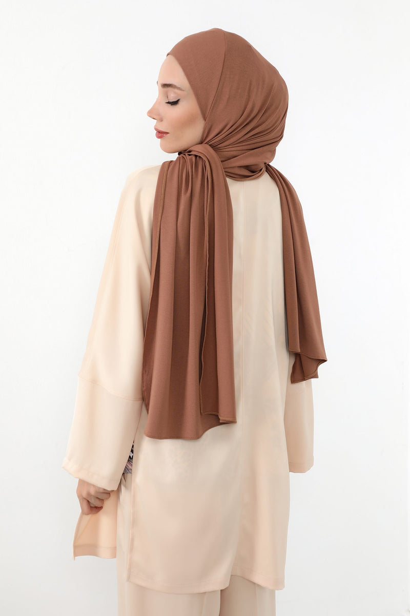 Neck-Covering Practical Jersey Hijab with Built-In Ninja Bonnet, Ready-to-Wear Hijab – Stretch Jersey Design with Integrated Undercap,PS-59