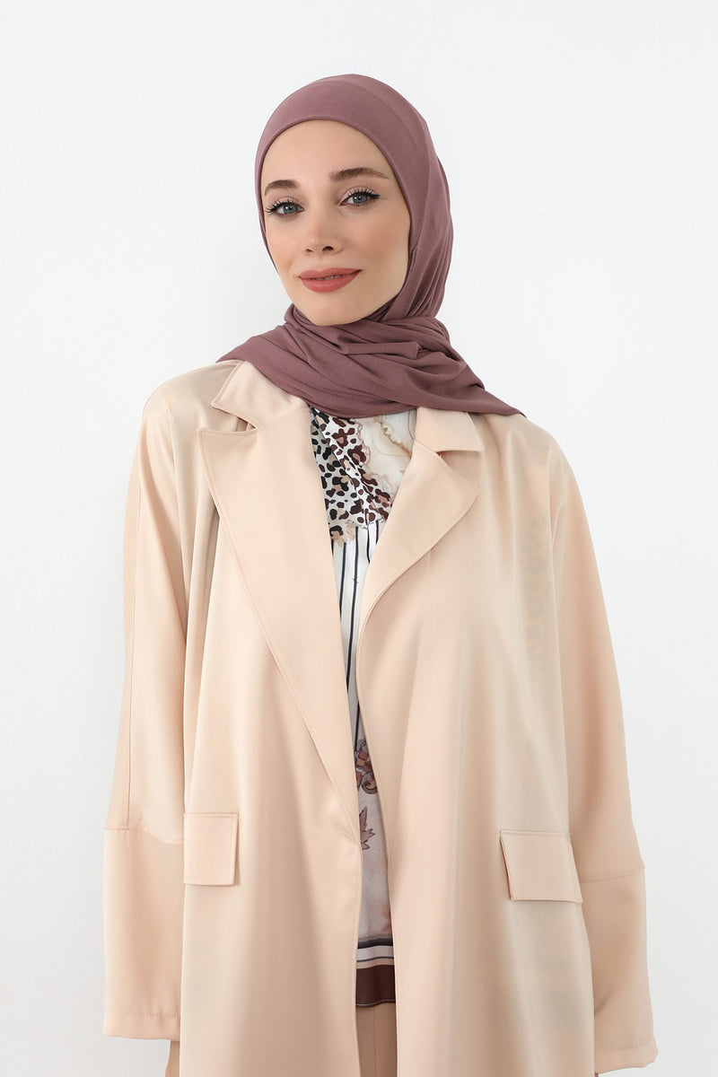 Neck-Covering Practical Jersey Hijab with Built-In Ninja Bonnet, Ready-to-Wear Hijab – Stretch Jersey Design with Integrated Undercap,PS-59