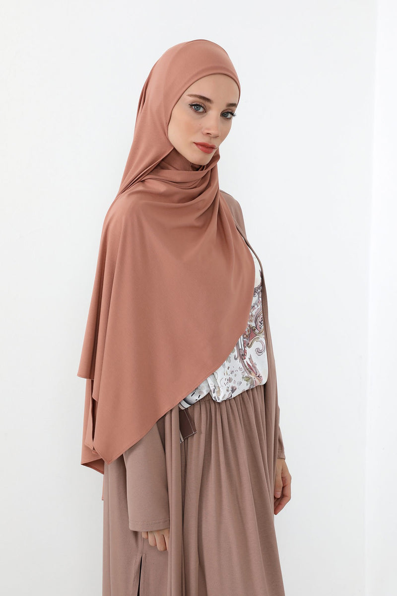 Neck-Covering Practical Jersey Hijab with Built-In Ninja Bonnet, Ready-to-Wear Hijab – Stretch Jersey Design with Integrated Undercap,PS-59