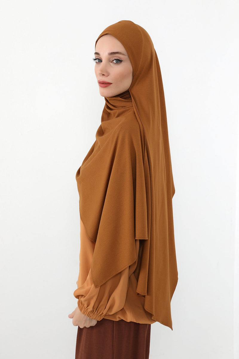 Neck-Covering Practical Jersey Hijab with Built-In Ninja Bonnet, Ready-to-Wear Hijab – Stretch Jersey Design with Integrated Undercap,PS-59