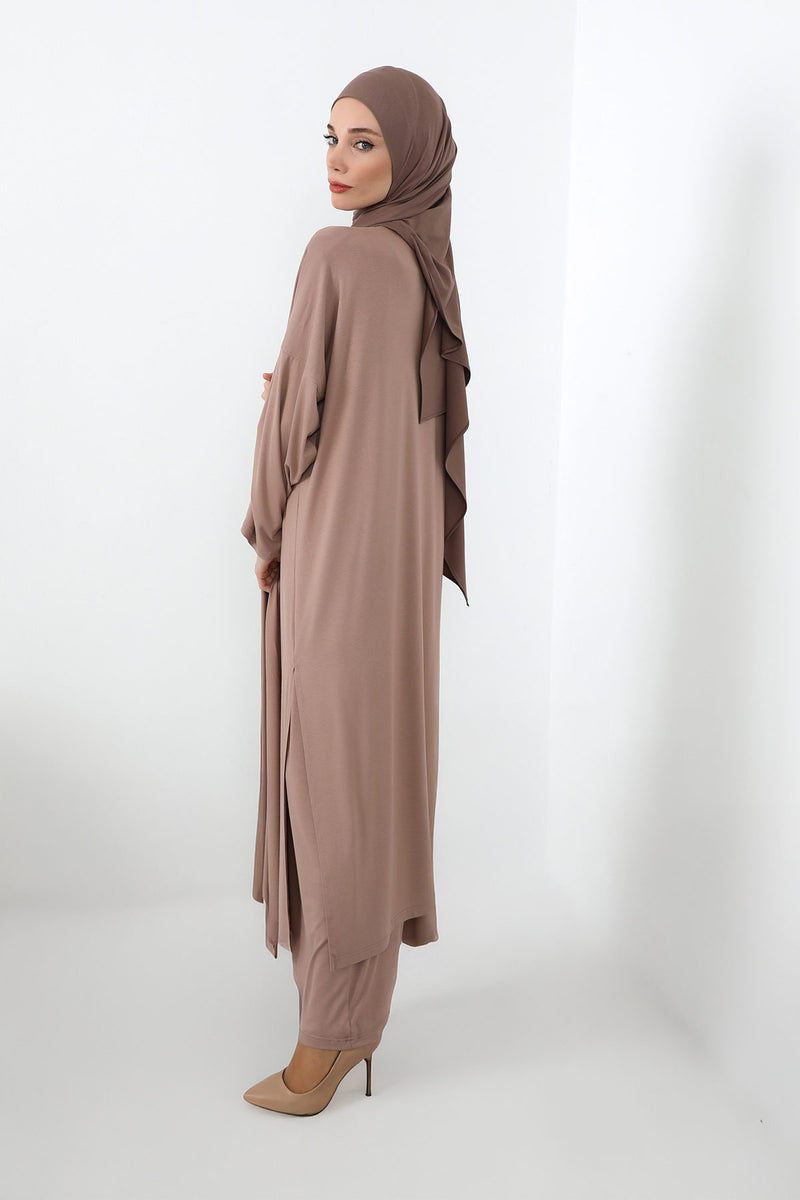 Neck-Covering Practical Jersey Hijab with Built-In Ninja Bonnet, Ready-to-Wear Hijab – Stretch Jersey Design with Integrated Undercap,PS-59