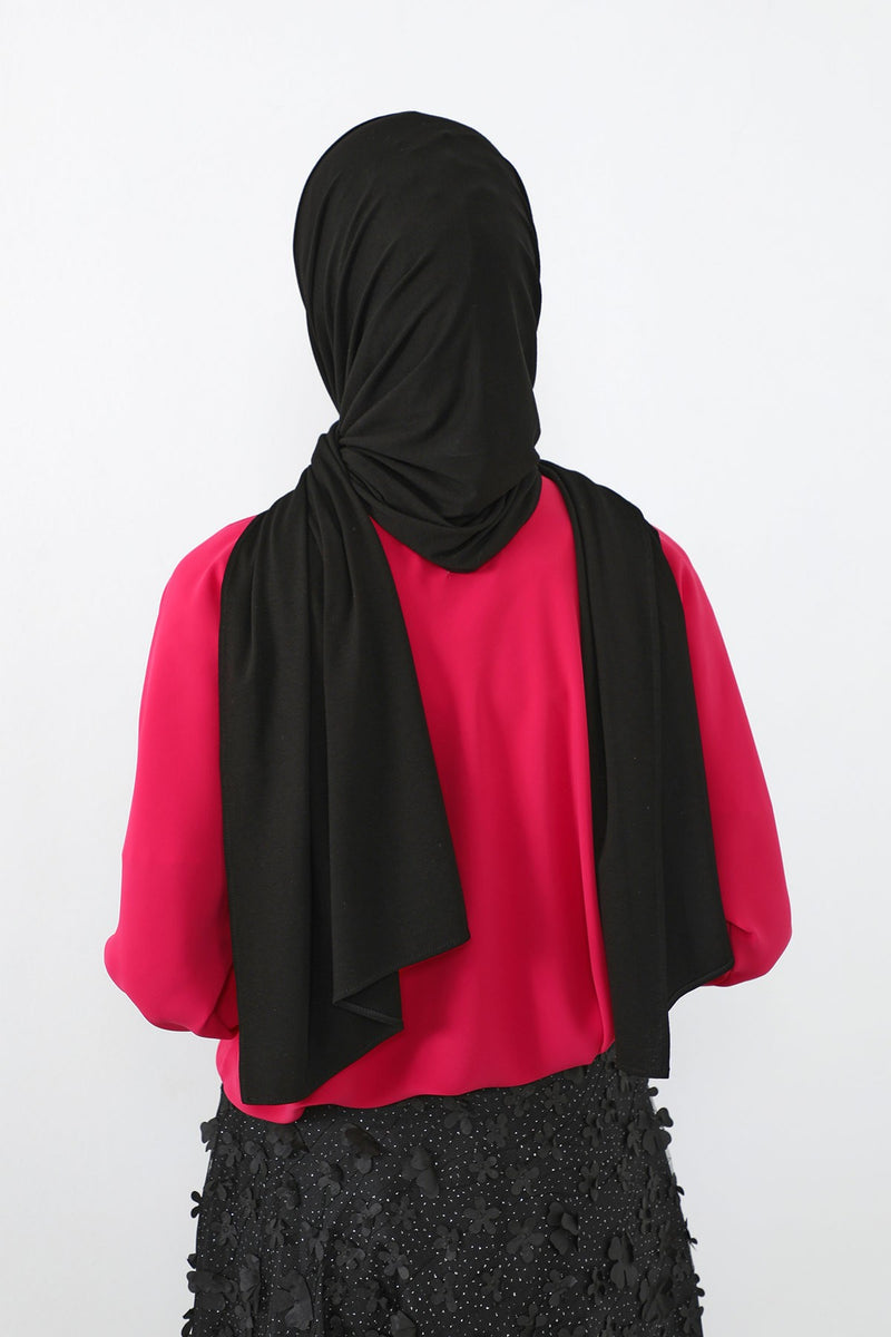 Neck-Covering Practical Jersey Hijab with Built-In Ninja Bonnet, Ready-to-Wear Hijab – Stretch Jersey Design with Integrated Undercap,PS-59