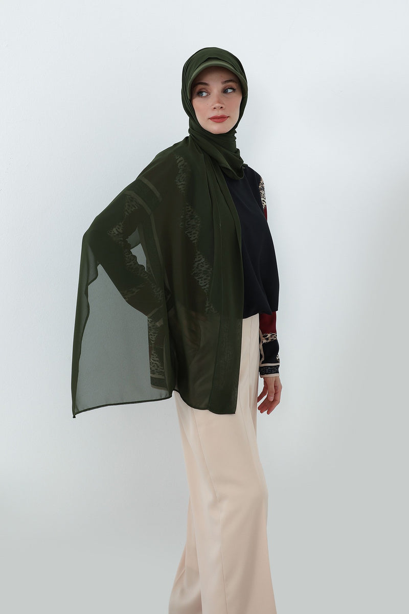 Practical Chiffon Hijab with Built-In Bonnet and Visor, Chiffon Scarf with Built-In Bonnet and Cap,SS-3