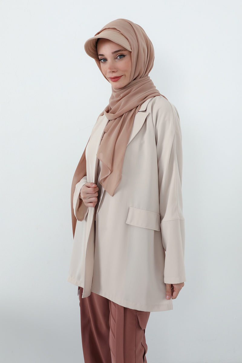 Practical Chiffon Hijab with Built-In Bonnet and Visor, Chiffon Scarf with Built-In Bonnet and Cap,SS-3