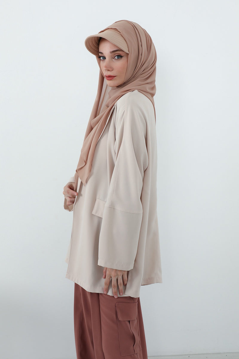Practical Chiffon Hijab with Built-In Bonnet and Visor, Chiffon Scarf with Built-In Bonnet and Cap,SS-3