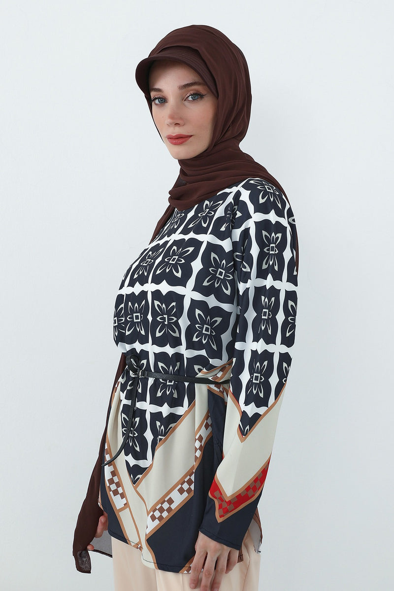 Practical Chiffon Hijab with Built-In Bonnet and Visor, Chiffon Scarf with Built-In Bonnet and Cap,SS-3