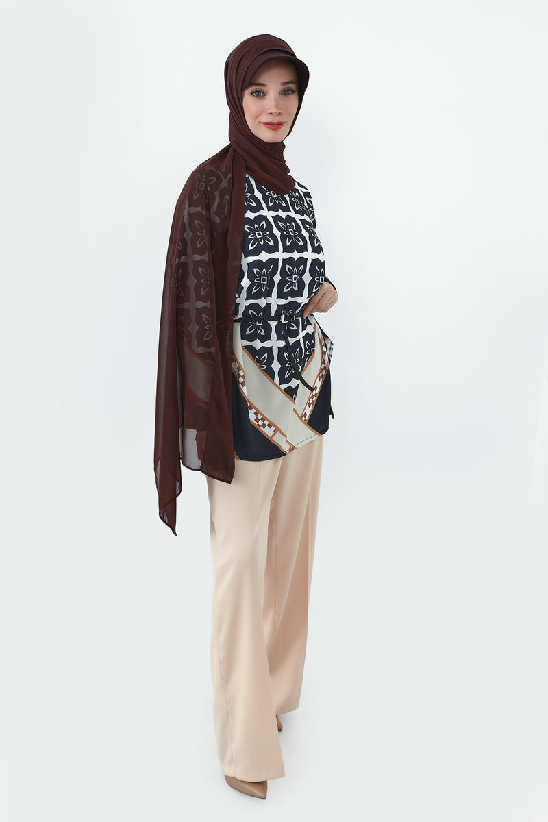 Practical Chiffon Hijab with Built-In Bonnet and Visor, Chiffon Scarf with Built-In Bonnet and Cap,SS-3