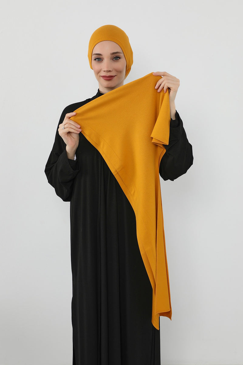 Two-Piece Jersey Hijab Set – Soft Scarf and Matching Undercap, Plain Jersey Hijab & Undercap Set for Everyday Wear,PS-57