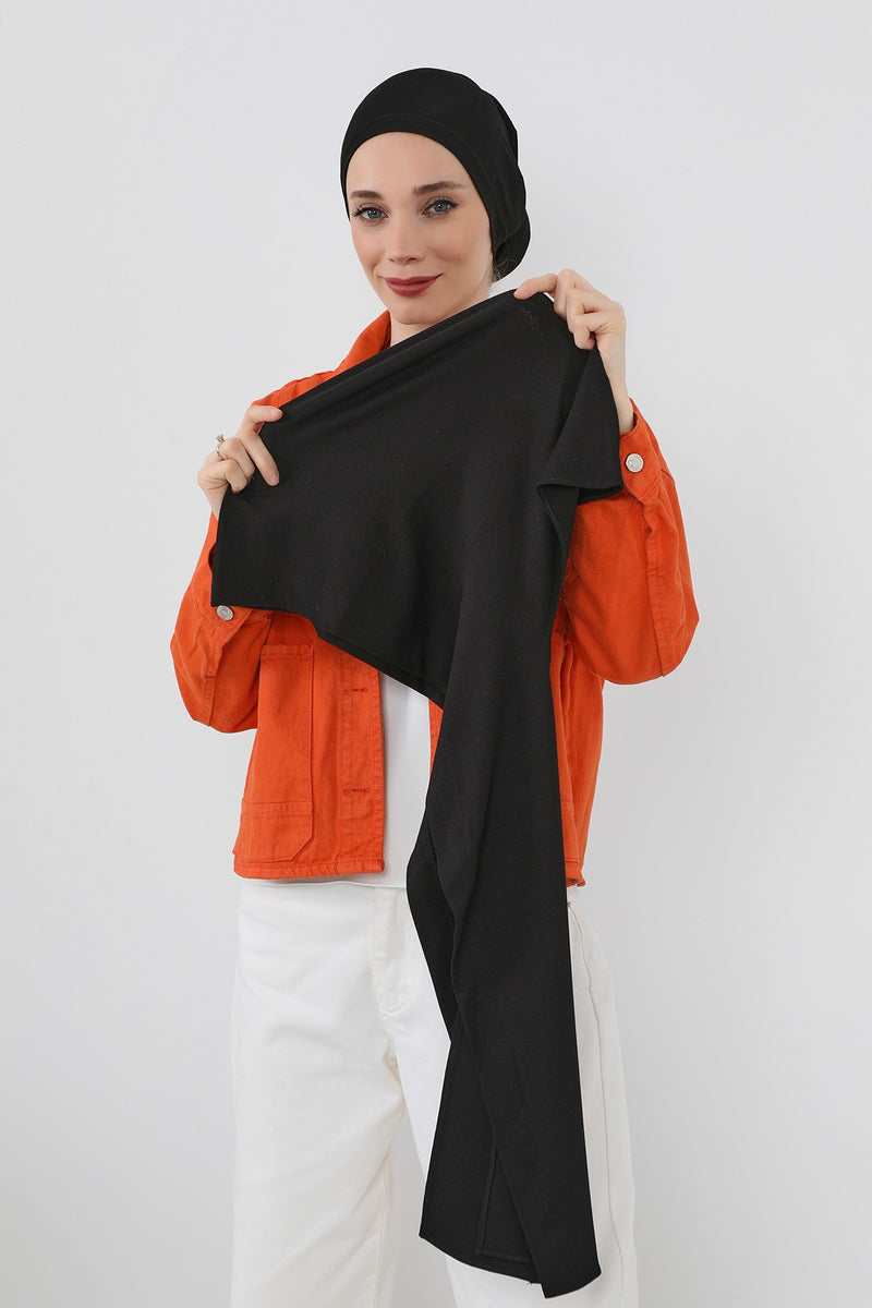 Two-Piece Jersey Hijab Set – Soft Scarf and Matching Undercap, Plain Jersey Hijab & Undercap Set for Everyday Wear,PS-57