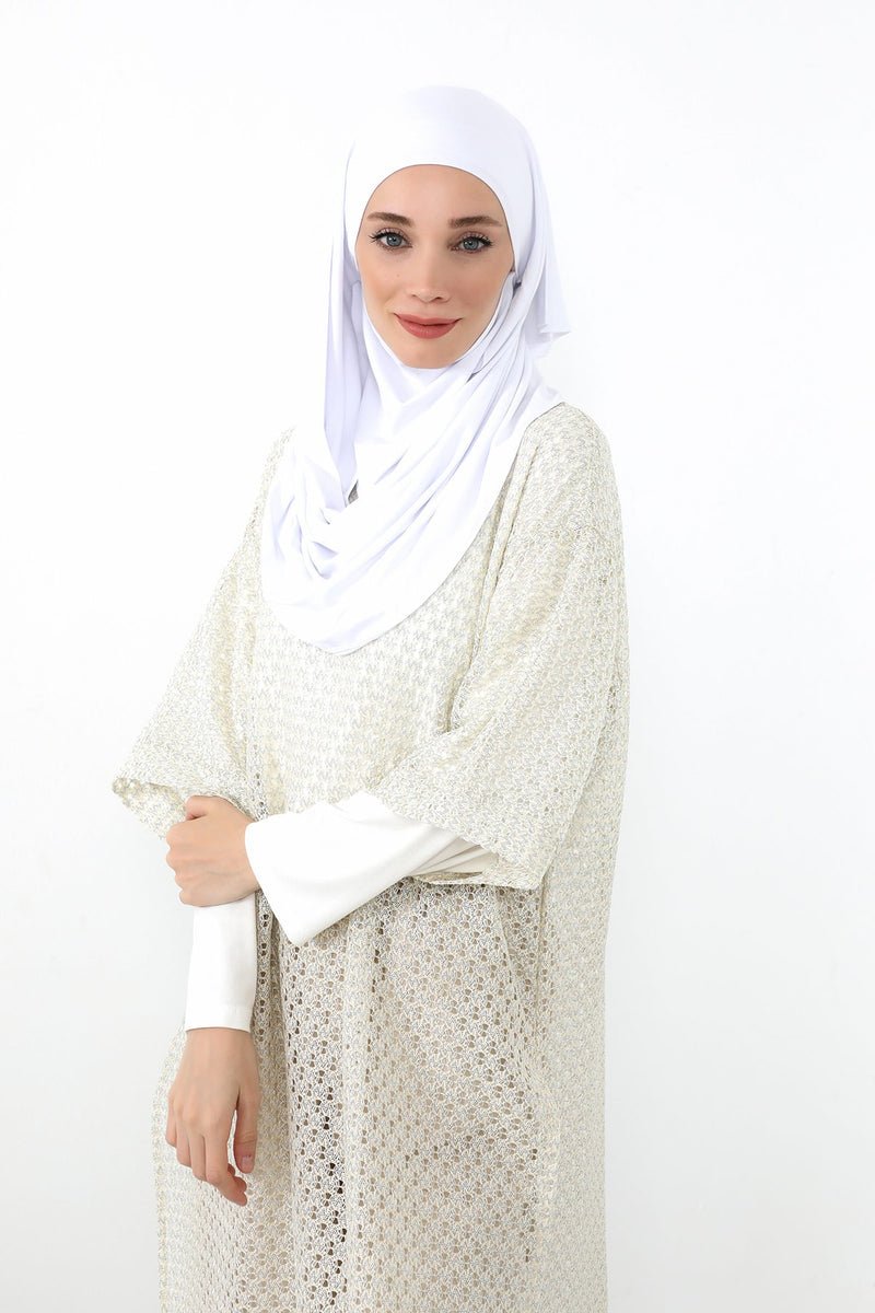 Neck-Covering Jersey Hijab with Built-In Niqab and Undercap, Premium Jersey Hijab with Integrated Bonnet and Face Veil,PS-58