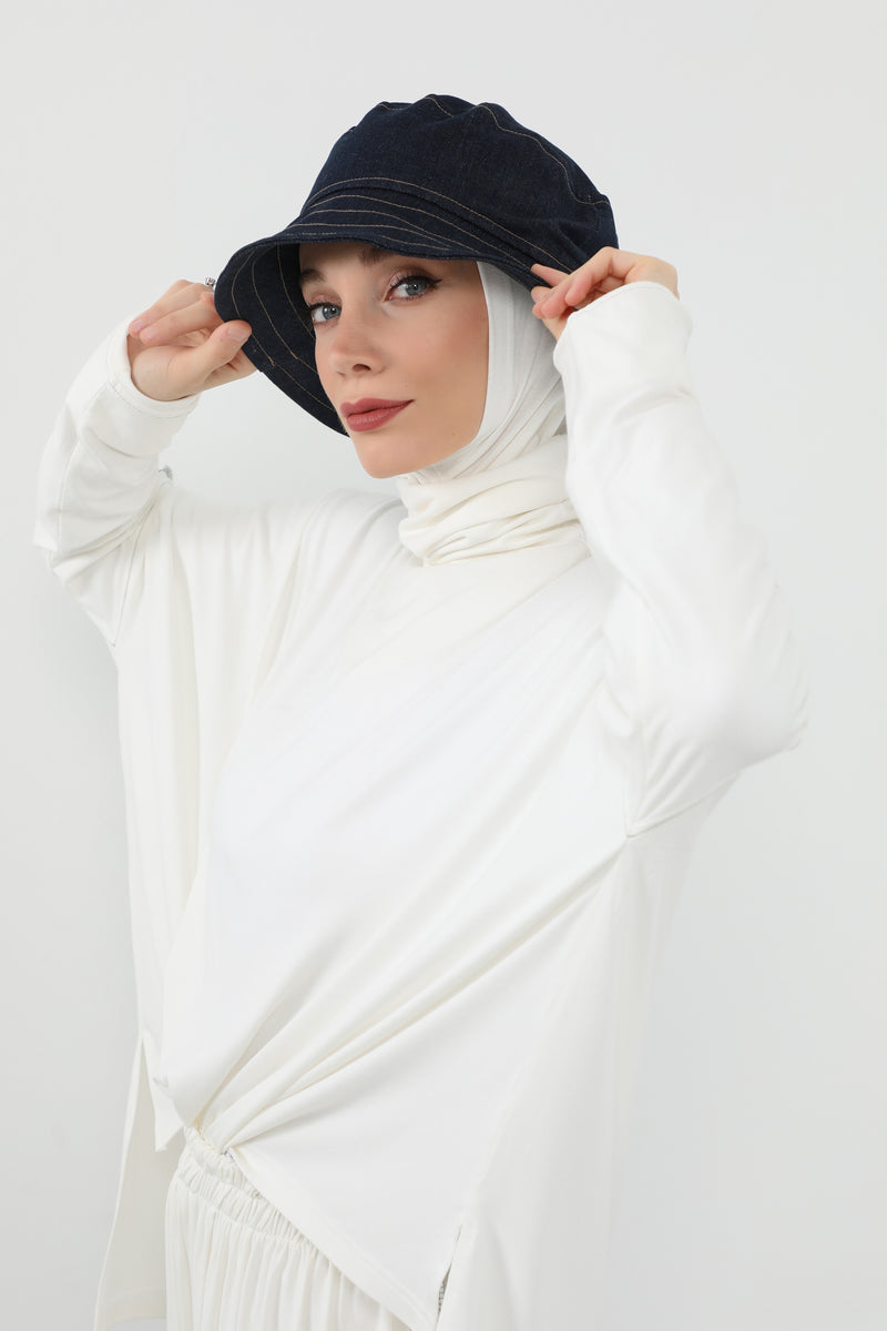Denim Bucket Hat for Hijab – Modest-Friendly Cotton Bucket Cap,B-100
