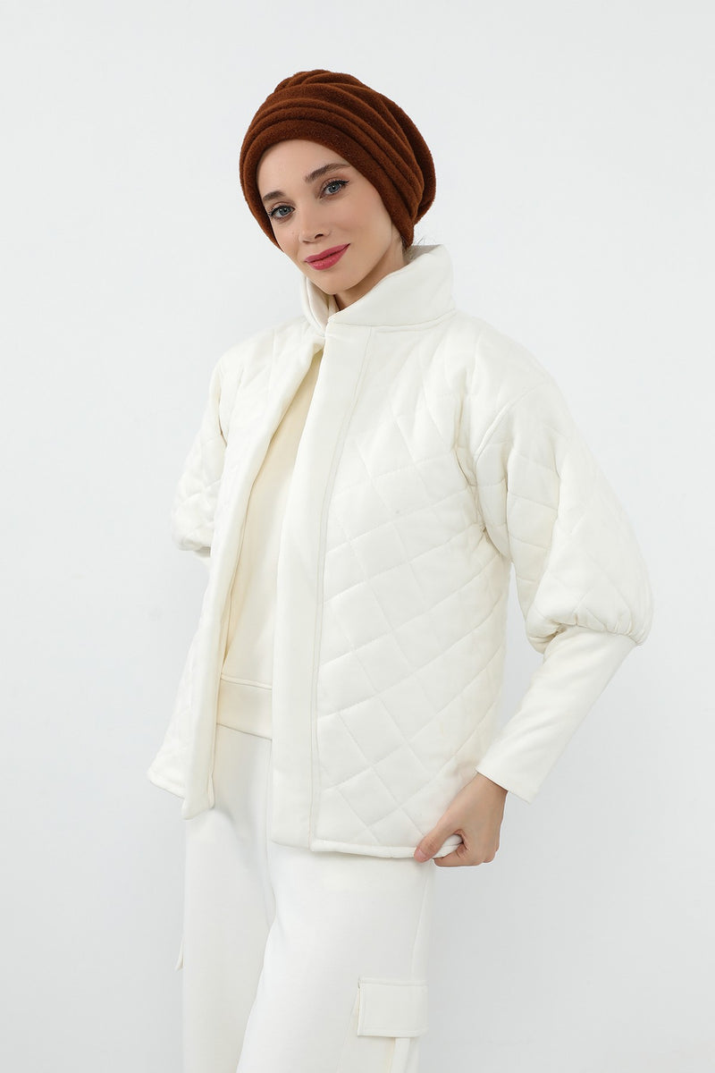 Pleated Winter Felted Wool Turban Hat for Women, Modest-Friendly, Warm & Elegant Winter Turban Bonnet,B-98DK