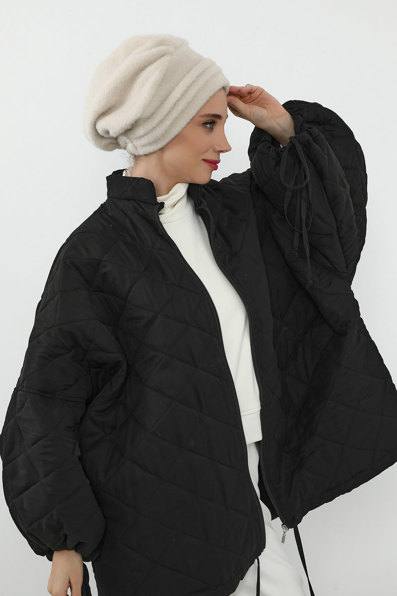 Pleated Winter Felted Wool Turban Hat for Women, Modest-Friendly, Warm & Elegant Winter Turban Bonnet,B-98DK