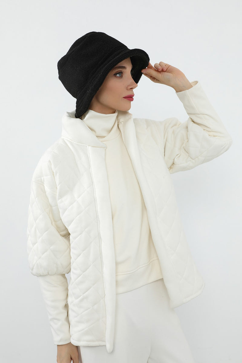 Winter Felted Wool Bucket Hat for Women, Warm and Soft Modest-Friendly Design Winter Bucket Hat,B-99DK