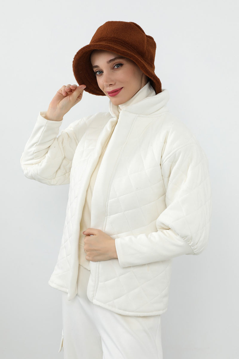 Winter Felted Wool Bucket Hat for Women, Warm and Soft Modest-Friendly Design Winter Bucket Hat,B-99DK