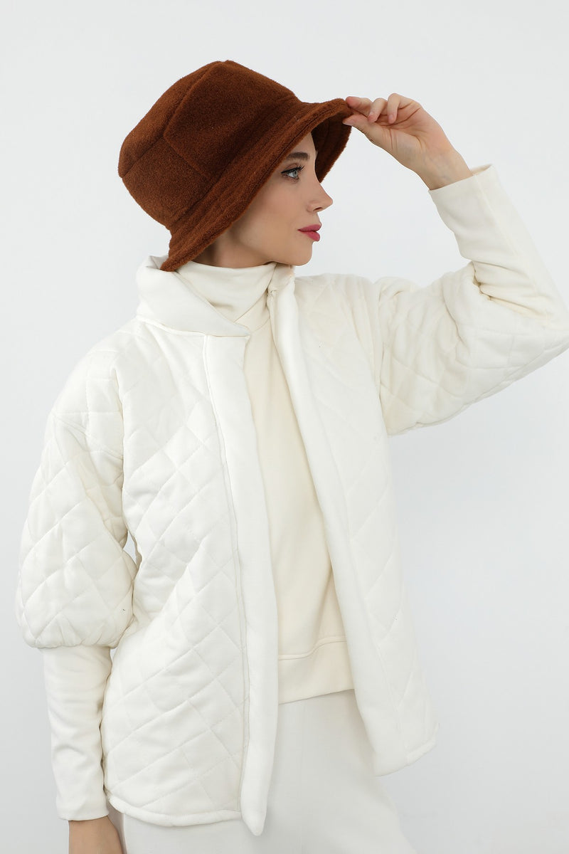 Winter Felted Wool Bucket Hat for Women, Warm and Soft Modest-Friendly Design Winter Bucket Hat,B-99DK