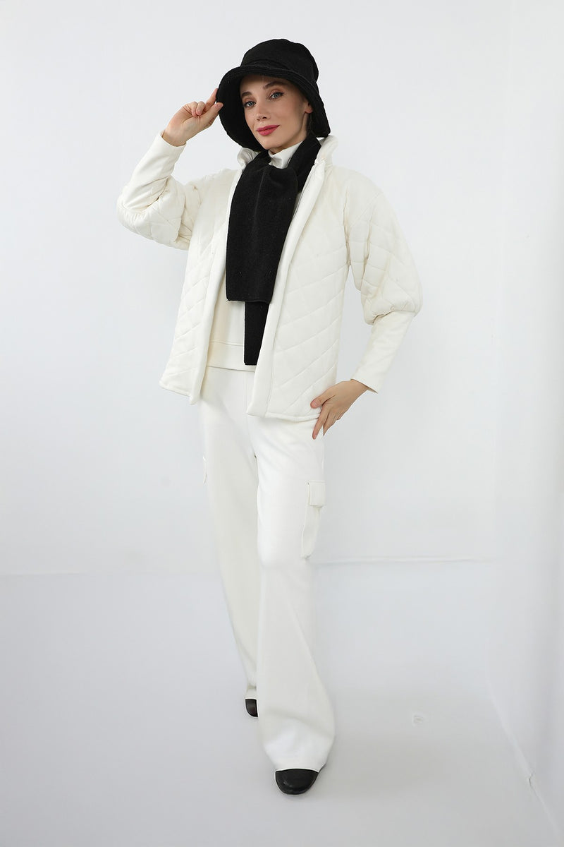 Women’s Winter Hat and Scarf Set, Soft Felted Wool Bucket Hat + Long Scarf,BAT-1DK