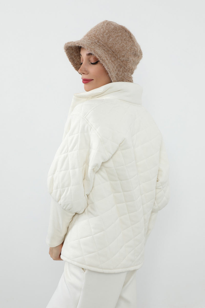 Bouclé Wool Winter Bucket Hat & Scarf Set, Cozy Textured Modest-Friendly Duo,BAT-1TK