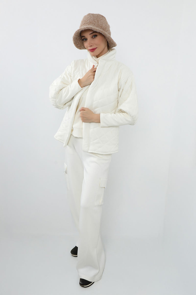 Bouclé Wool Winter Bucket Hat & Scarf Set, Cozy Textured Modest-Friendly Duo,BAT-1TK