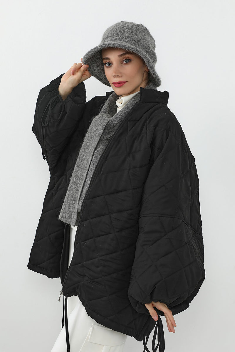 Bouclé Wool Winter Bucket Hat & Scarf Set, Cozy Textured Modest-Friendly Duo,BAT-1TK