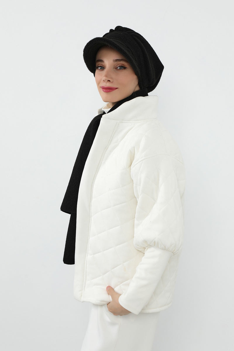 Women’s Winter Felted Wool Visor Turban & Matching Scarf Set,BAT-2DK