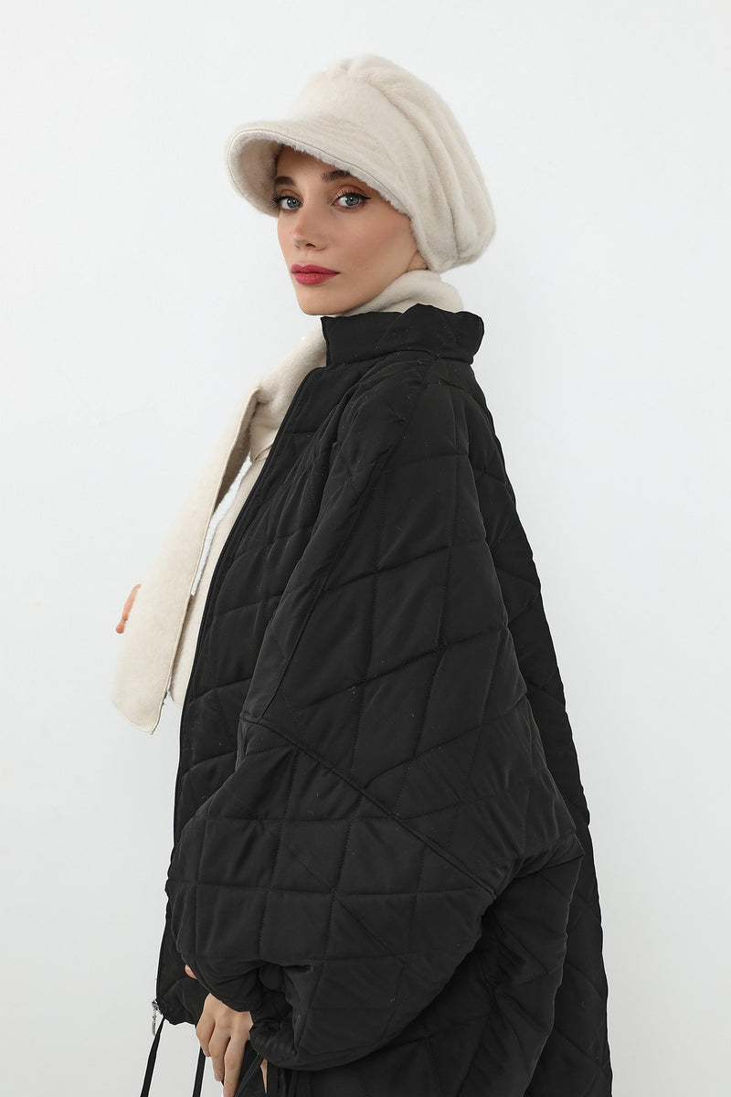 Women’s Winter Felted Wool Visor Turban & Matching Scarf Set,BAT-2DK