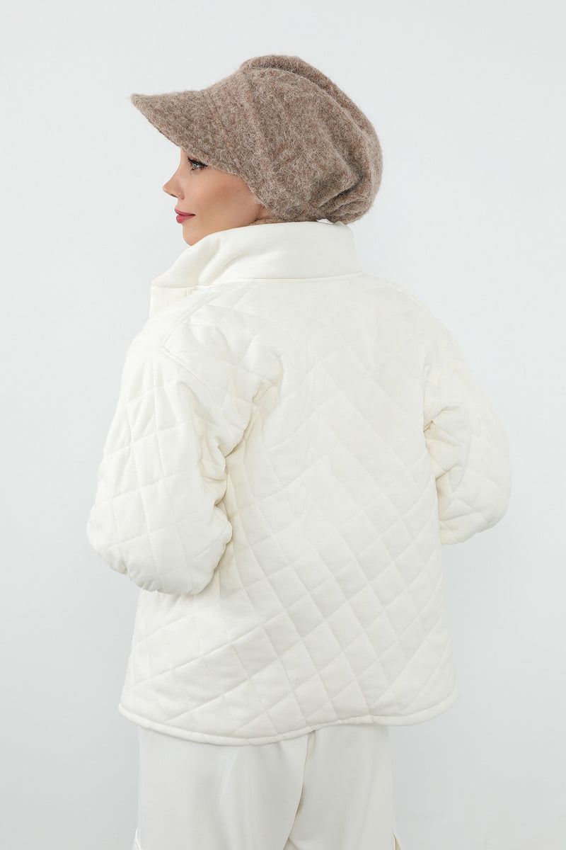 Bouclé Wool Winter Visor Hijab Cap & Scarf Set, Cozy Textured Modest Winter Duo,BAT-2TK