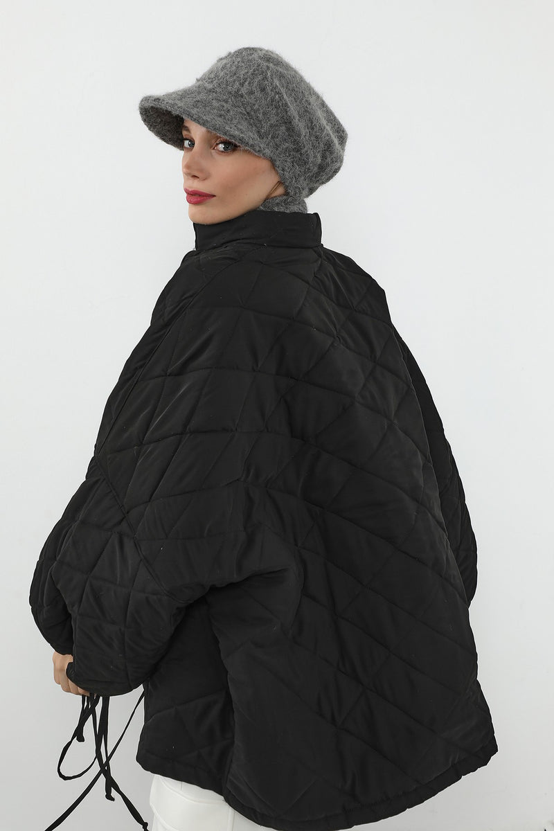 Bouclé Wool Winter Visor Hijab Cap & Scarf Set, Cozy Textured Modest Winter Duo,BAT-2TK