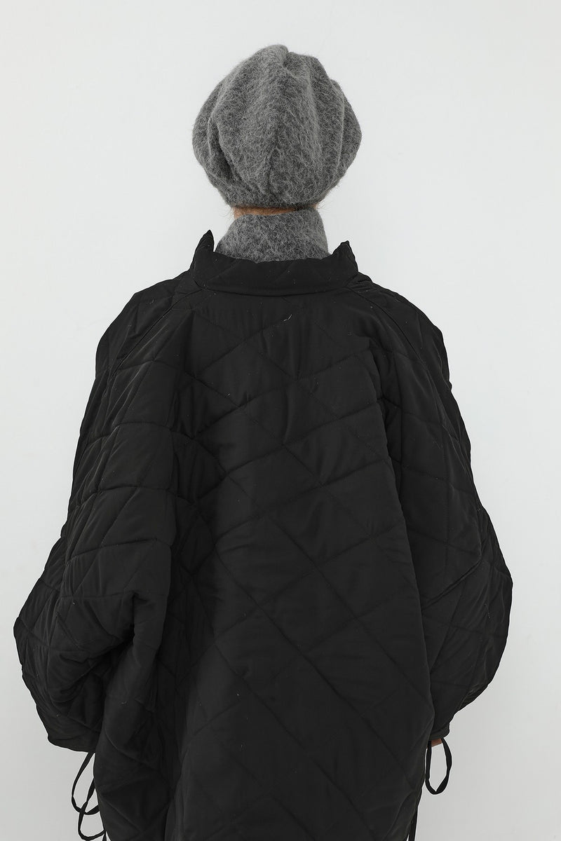 Pleated Bouclé Wool Winter Hijab Cap & Scarf Set, Soft Textured Cozy Modest Wear,BAT-3TK